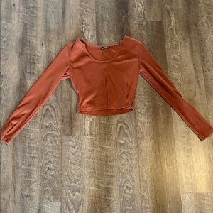 Rust Long Sleeve Crop Top